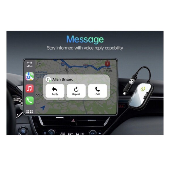 New Wireless CarPlay Adapter for Apple iPhone Converts Factory Wired Car Play - Picture 5 of 12
